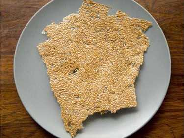 Flaxseed cracker at Misery Loves Co. restaurant in Winooski, Vermont, Saturday June 27, 2015. The little town in the shadow of Burlington is quickly becoming a hot spot for food and drink.