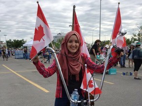 Ala Buzreba at the 2015 Calgary Stampede, July 4, 2015.  Buzreba withdrew August 21, 2015 as a Liberal candidate for Calgary-Nose Hill, after she faced criticism for offensive tweets she wrote as a teenager. Buzreba, 21, wrote the tweets four years ago. (@votealabuzreba)