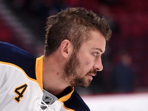 Buffalo Sabres defenceman Josh Gorges wears jersey No. 4 out of respect for late Canadiens' legend Jean Béliveau.