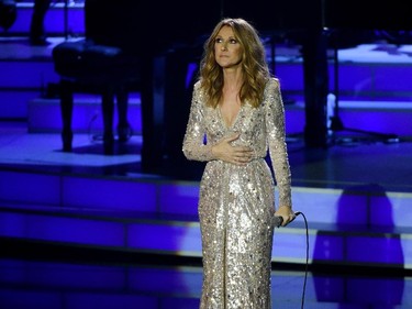 Singer Céline Dion performs at The Colosseum at Caesars Palace as she resumes her residency on August 27, 2015 in Las Vegas, Nevada. The show had been on hiatus since August 2014 when Dion stopped performing to care for her ailing husband René Angélil.