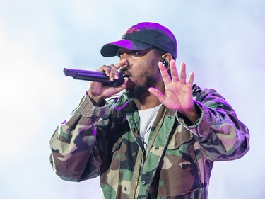 Kendrick Lamar performs on the second day of the 2015 edition of the Osheaga music festival at Parc Jean-Drapeau in Montreal on Saturday, August 1, 2015.