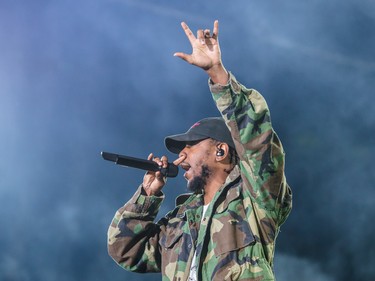 Kendrick Lamar performs on the second day of the 2015 edition of the Osheaga music festival at Jean-Drapeau park in Montreal on Saturday, August 1, 2015.