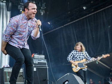 Samuel T. Herring of Future Islands performs on the third day of the 2015 edition of the Osheaga music festival at Parc Jean-Drapeau in Montreal on Sunday, August 2, 2015.