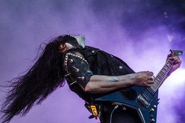 Norwegian musician Abbath (Olve Eikemo) performs on day two of the Heavy Montreal music festival at Jean-Drapeau park in Montreal on Saturday, August 8, 2015.