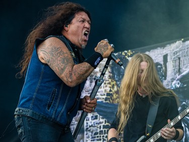 Chuck Billy of the American band Testament performs on day two of the Heavy Montreal music festival at Jean-Drapeau park in Montreal on Saturday, August 8, 2015.