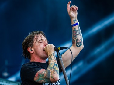 Benjamin Kowalewicz of the Canadian band Billy Talent performs on day two of the Heavy Montreal music festival at Jean-Drapeau park in Montreal on Saturday, August 8, 2015.