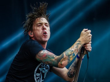 Benjamin Kowalewicz of the Canadian band Billy Talent performs on day two of the Heavy Montreal music festival at Jean-Drapeau park in Montreal on Saturday, August 8, 2015.