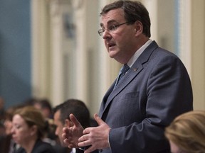 Quebec Education Minister François Blais rises during question period May 27, 2015.