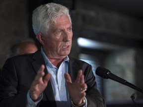 Bloc Québécois Leader Gilles Duceppe addresses supporters during a campaign stop Tuesday, Aug. 18, 2015 in St-Jérôme.