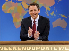 In a throwback to his Weekend Update days on SNL, Seth Meyers has begun opening his Late Night shows behind a desk.