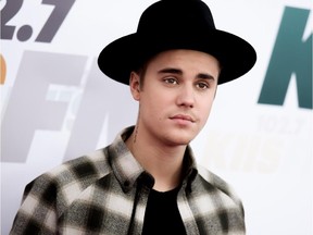 In this May 9, 2015 file photo, Justin Bieber arrives at Wango Tango 2015 in Carson, Calif.