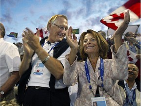When Gérald Tremblay, with wife Suzanne Tailleur at the FINA Championships in 2005, jumped in to save the competition, his entourage brought in the money by soliciting contractors.