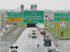 The entrance to the Louis Hippolyte Lafontaine tunnel after an accident in 2006.