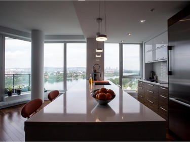 The kitchen has a spectacular view.