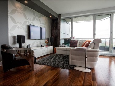 A view of the living room at Richard Blais and Line Brochu's condo.