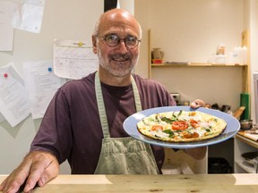 In addition to supplying some of the produce used at wife Anne Durand’s Café Zéphyr in N.D.G., Stephen Homer lends a hand in the café's kitchen on Sundays. Here he presents an omelette prepared with fresh ingredients from his Senneville farm, Ferme du Zéphyr.