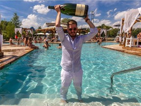 Beachclub co-owner Olivier Primeau breaks out the bubbly to welcome Kylie Jenner for the reality-TV star's 18th-birthday party at the Pointe-Calumet venue on Sunday, Aug. 16.