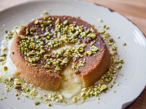 The kunafa dessert with pistachios at Damas, on Van Horne Ave. in Montreal.