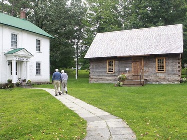 The historic Paul Knowlton House, right, in Knowlton is now located next to the Brome County Historical Society Museum.The house was saved from demolition last year and restored.It will open to the public for the first time on Saturday at its new home located in Knowlton,  an hour and a half drive from Montreal in the Eastern Townships.