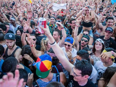 Fans at the ÎleSoniq music festival at Jean-Drapeau Park in Montreal on Saturday, August 15, 2015.