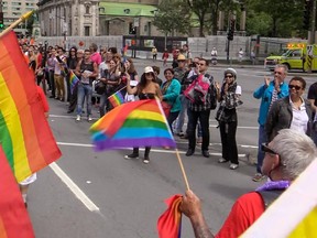 Montrealers lined René Lévesque Blvd. to watch last year's Gay Pride Parade navigate through the streets of Montreal.