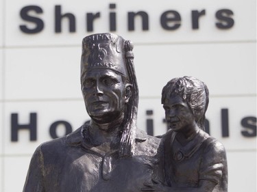 A detail view of a statue outside the new $127-million Shriners Hospital for Children Thursday, August 20, 2015.