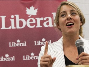 Mélanie Joly talks to Liberals after is was announced that she was to be the Liberal candidate in the riding of Ahuntsic-Cartierville in Montreal.