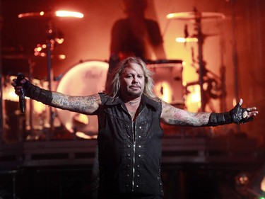 Hard-rock veterans Mötley Crüe are on their farewell tour. Lead singer Vince Neil performs at the Bell Centre in Montreal, Monday August 24, 2015.