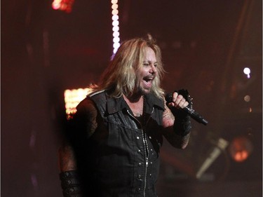 Hard-rock veterans Mötley Crüe are on their farewell tour. Lead singer Vince Neil performs at the Bell Centre in Montreal, Monday August 24, 2015.
