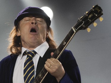 Guitarist Angus Young of the Australian hard rock band AC/DC performs at the Olympic Stadium in Montreal Monday, August 31, 2015. The rockers AC/DC were back in town in support of last year's Rock or Bust album.