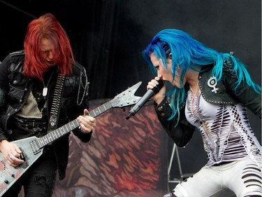 Montrealer Alissa White-Gluz of Arch Enemy performs at Heavy Metal Montreal at Parc Jean-Drapeau in Montreal on Friday August 7, 2015.