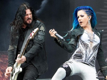 Montrealer Alissa White-Gluz of Arch Enemy performs at Heavy Metal Montreal at Parc Jean-Drapeau in Montreal on Friday August 7, 2015.
