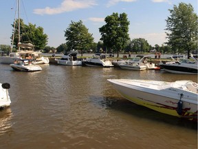 The Ste-Anne-de-Bellevue canal is filled with boats in the summer.