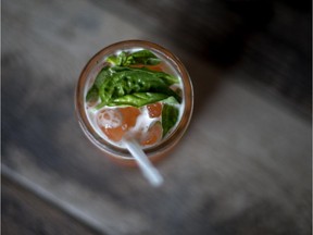 The "Pamplegin" is made with gin, grapefruit, Apérol, basil and ginger ale at Brïz.