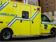 MONTREAL, QUE.: JUNE 15, 2015 -- An ambulance arrives at the Montreal General Hospital emergency room in Montreal on Monday, June 15, 2015. (Dario Ayala / Montreal Gazette)