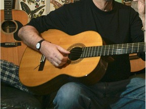 MONTREAL, QUE.:  March 17, 2010---A regular contributer to Vanity Fair, Alex Shoumatoff is perhaps best known for his work in "investigative golf".Here, in his home playing guitar.For the last nine years he has run Dispatches from the Vanishing World from his Mile End apartment chronicling everything from rare plants of the Amazon to dying dialects from the Adirondacks.He wants to start using the website to fight back against a rising tide of anti-environmentalism.(THE GAZETTE / Marie-France Coallier)