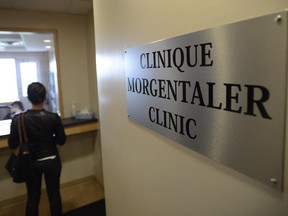 A woman enters the Morgentaler clinic in Montreal,.