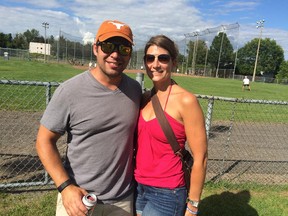Dean and Paula Stock on Saturday, Aug. 22, for the fundraising softball tournament hosted by the St-Lazare women's softball league.