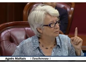 Parti Québécois MNA Agnès Maltais, the opposition critic on secularism on Thursday, August 20, 2015 during the public hearings on Bill 59, Quebec's proposed anti-hate speech legislation. This month, she called on the government to withdraw the bill.