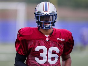 SHERBROOKE, QUE.: MAY 31, 2015 -- Daryl Townsend takes part in the Montreal Alouettes training camp at Bishop's University in Lennoxville, Quebec on Sunday, May 31, 2015. (Dario Ayala / Montreal Gazette)