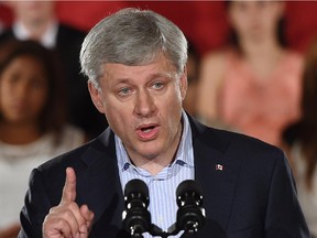 Conservative leader Stephen Harper makes a campaign  stop in Newmarket , Ont.