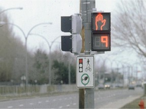 Pedestrian crosswalk light.