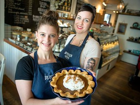 Pumpkin pie is a favourite of Rustique co-owner Jacqueline Berman, left , and head pastry chef Rosie McDonald at the St-Henri bakery.