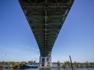 A view of the bottom of the Champlain bridge looking towards the southern end in Montreal on Friday, September 4, 2015.