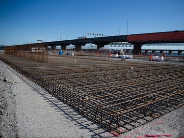 A view of what will become a foundation for a pillar in the new Champlain as it sits on a jetty in Montreal on Friday, September 4, 2015.