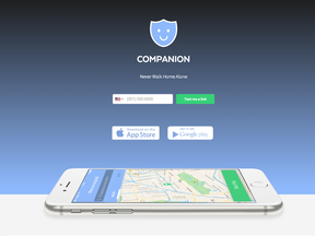 The Companion Safety App alerts the user's contacts if they don't make it home.