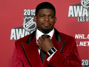The Canadiens' P.K. Subban arrives on the red carpet before the 2015 NHL Awards at MGM Grand Garden Arena on June 24, 2015 in Las Vegas.