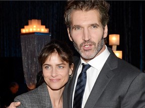 Amanda Peet isn't happy with husband David Benioff over the big twist in last season's Game of Thrones finale.