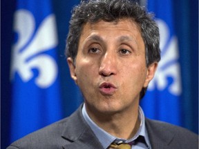 Quebec Solidaire MNA Amir Khadir, Thursday, May 29, 2014 at the legislature in Quebec City.