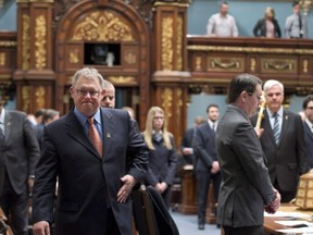 Quebec Legislature Speaker Jacques Chagnon is seen walking into the National Assembly in April 2015.